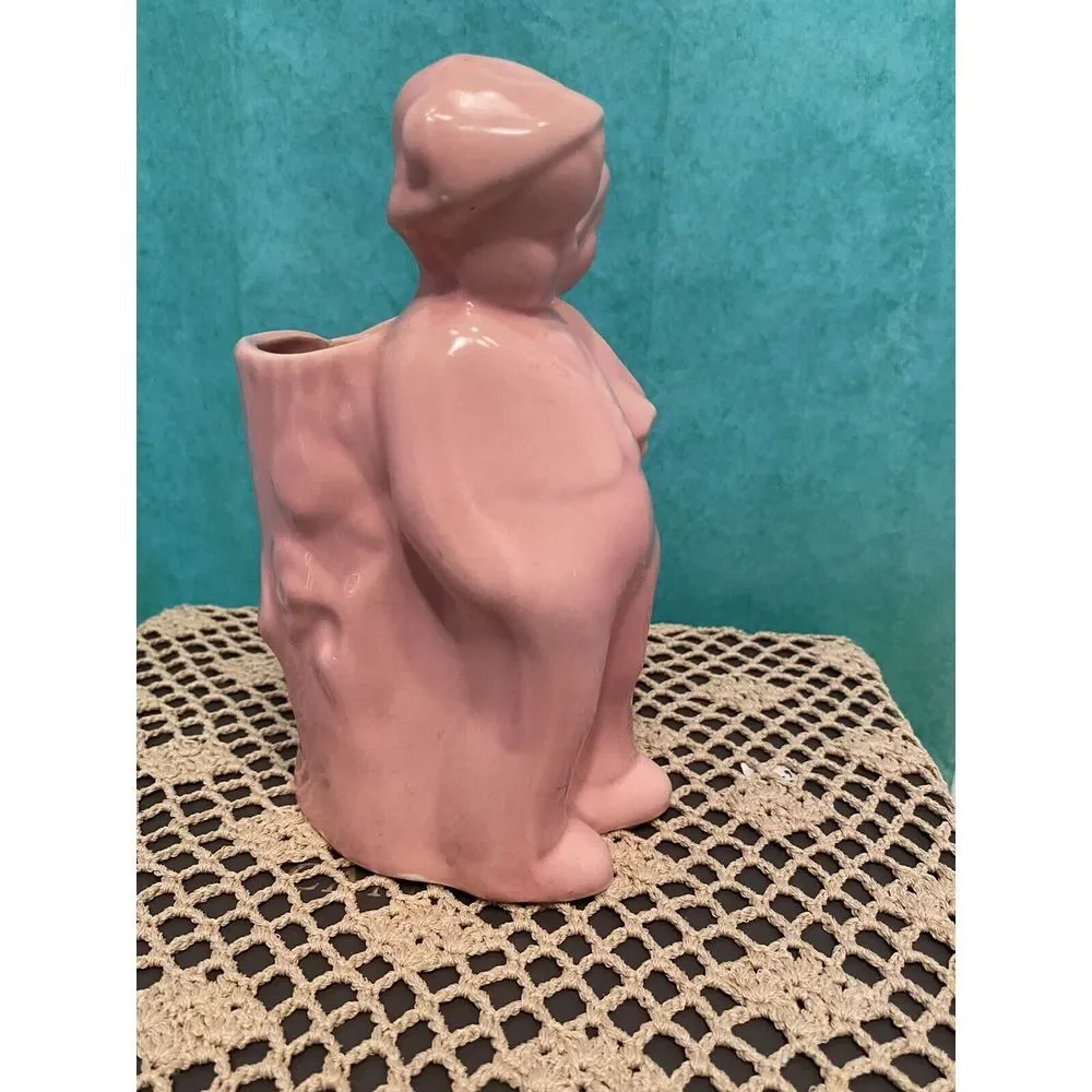 Antique 1940's Ceramic Art Flower Vase with Boy and Girl **Please See Last Photo